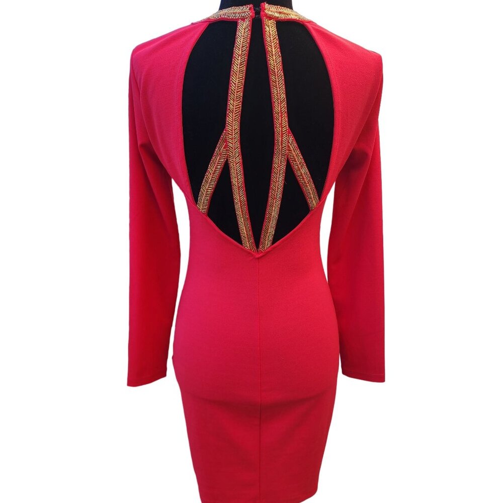 Gorgeous Striking Designer Runway Evening Cocktail Party Prom Gold Beaded Dress